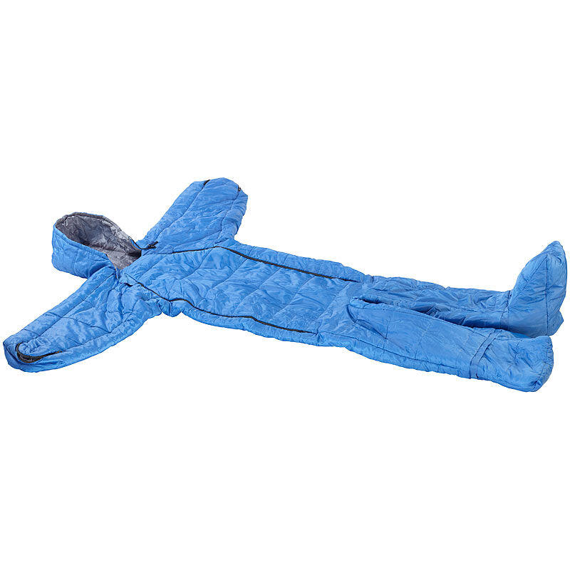 Semptec Urban Survival Technology Schlafsack für Erwachsene mit Armen & Beinen, Größe XL, 205 cm, blau