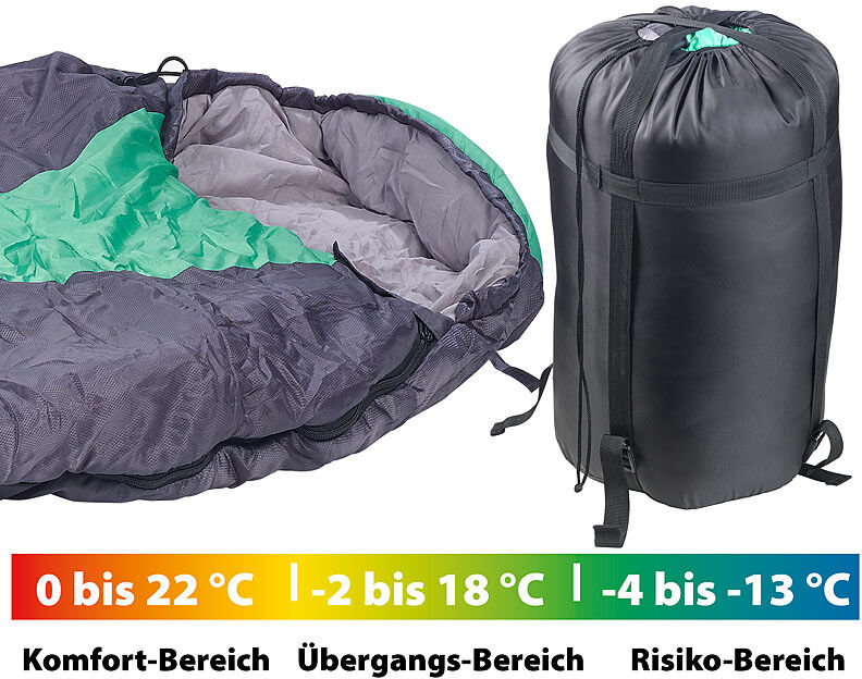 Semptec Urban Survival Technology 3-Jahreszeiten-Mumienschlafsack, 400 g/m² Füllung, 230 x 85 x 70 cm