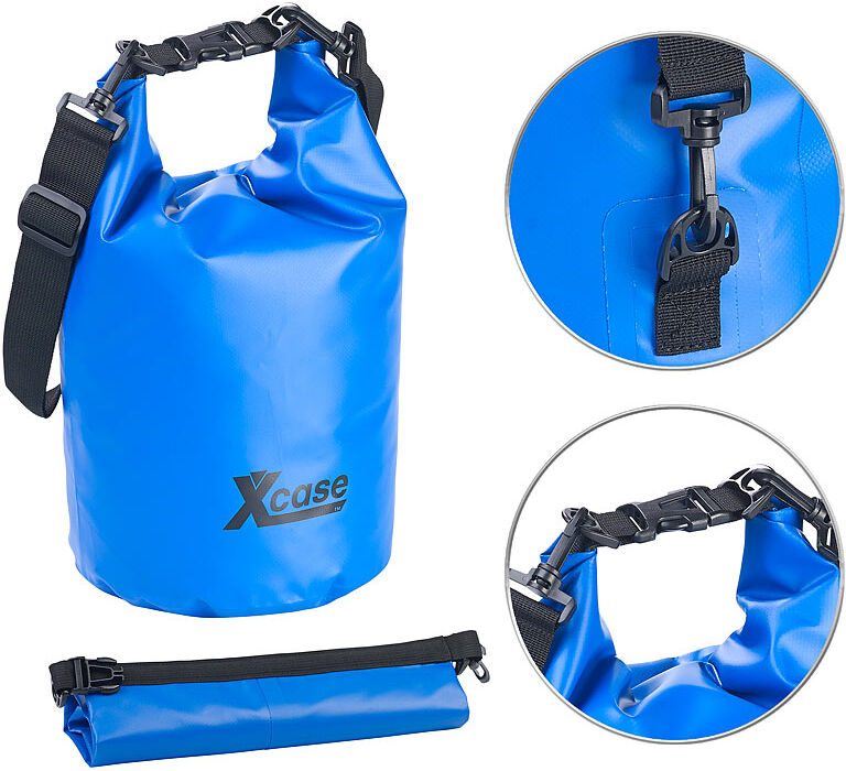 Xcase Wasserdichter Packsack, strapazierfähige Industrie-Plane, 10 l, blau