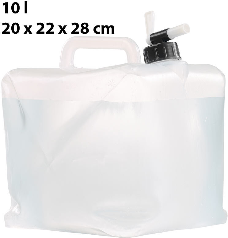 Semptec Urban Survival Technology Faltbarer Wasserkanister mit Zapfhahn, 10 Liter, ideal für Trinkwasser