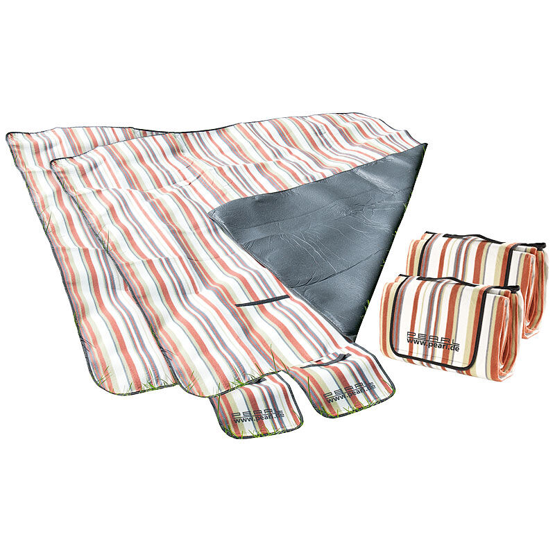 Pearl 2er-Set Fleece-Picknick-Decken 200x175 cm, wasserabweisende Unterseite