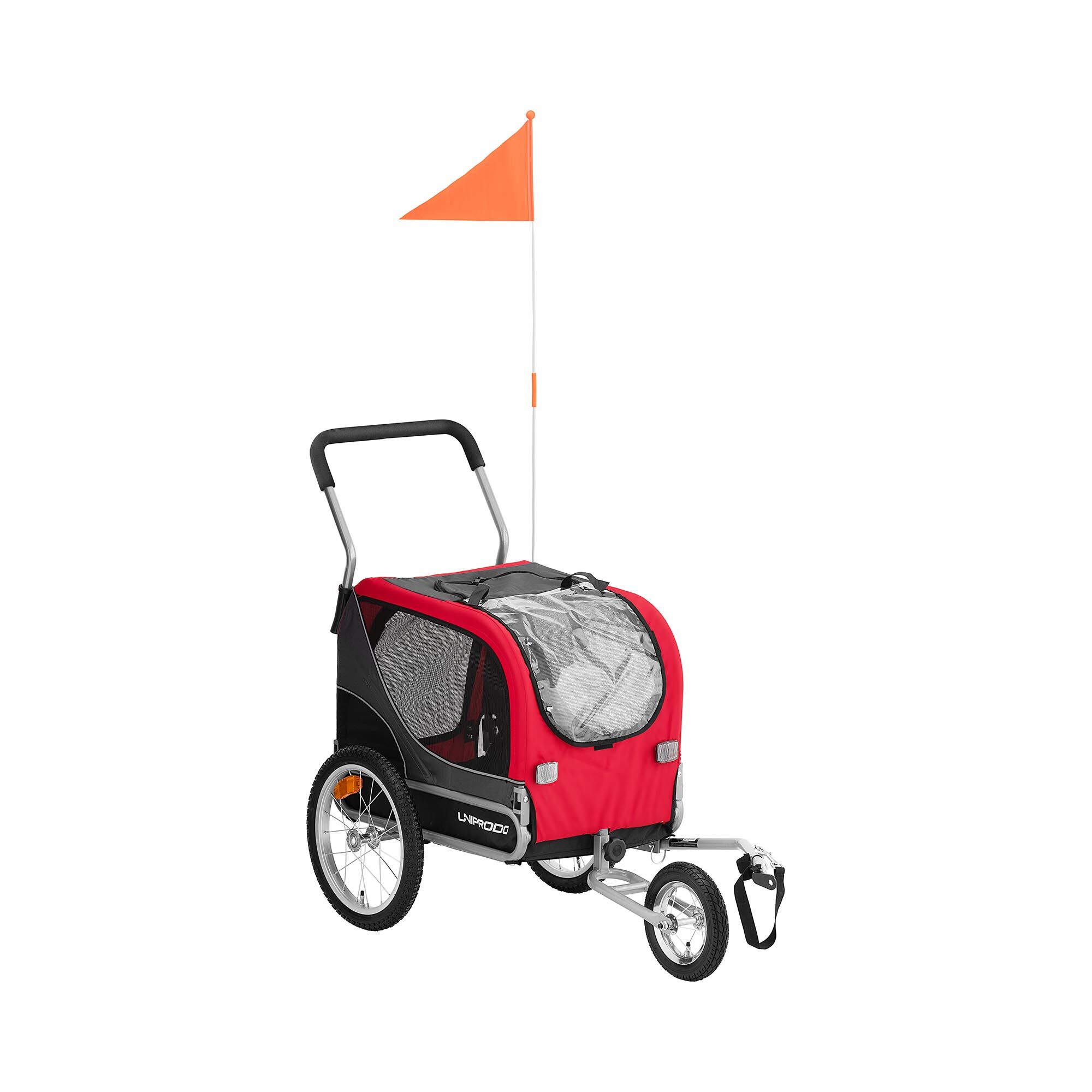 Uniprodo Nákladní vozík za kolo pro psa - 20 kg - odrazky - plachta UNI_TRAILER_18