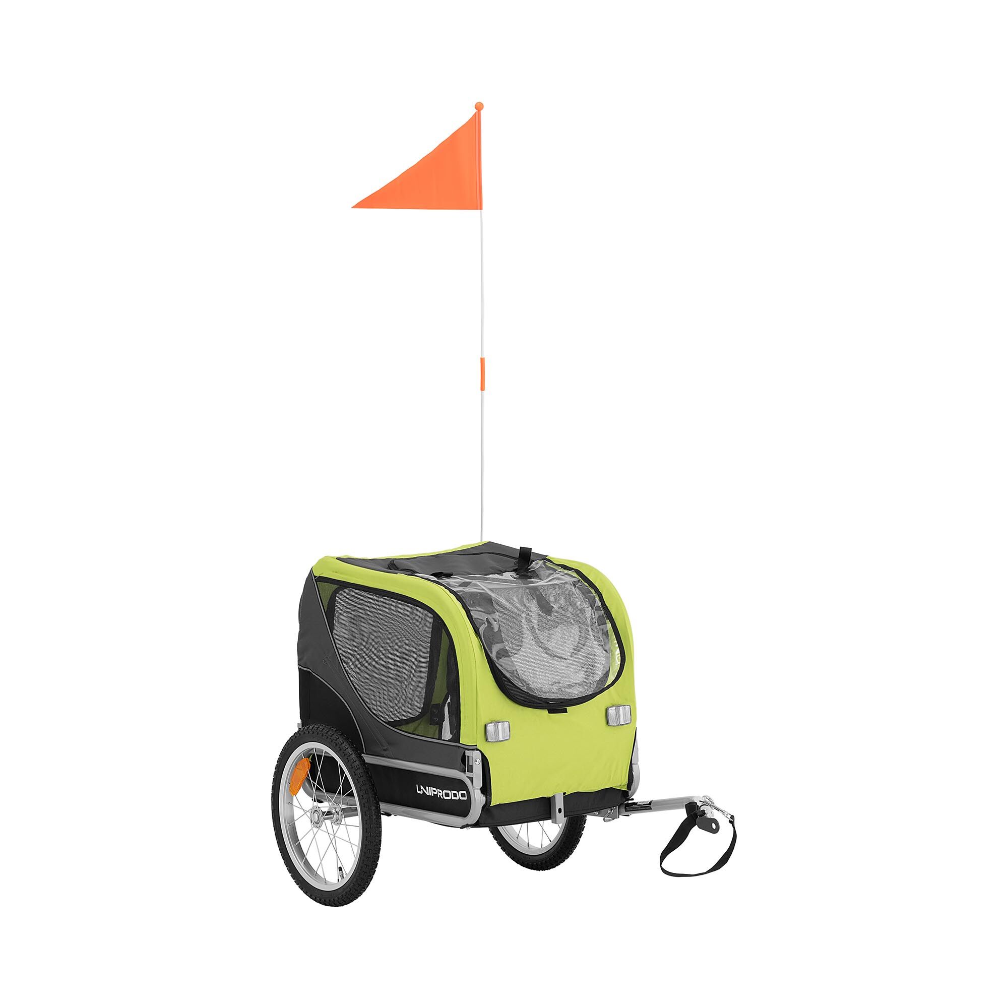 Uniprodo Nákladní vozík za kolo pro psa - 20 kg - odrazky - plachta UNI_TRAILER_19