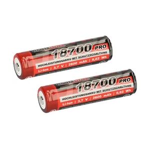 XCell 2x Kraftmax 18650 18700 Pro Akku mit PCB Schutzschaltung - speziell für LED Taschenlampen 3,7V 9,62 Wh