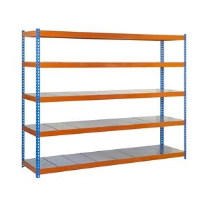 Proregal Schwerlastregal Metal Yeti Five   HxBxT 200x150x75cm   Fachlast 400kg   Blau-Orange