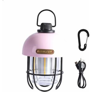 QIEDIE Klassische Vintage wiederaufladbare LED-Campingleuchte für Reisen, Outdoor, Käfig, Wandern, Zelt, dimmbare Lampe (Rosa)