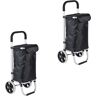 Set 2x Klappbarer Einkaufstrolley ET1 Divit Einkaufskorb Einkaufswagen 50 Liter schwarz