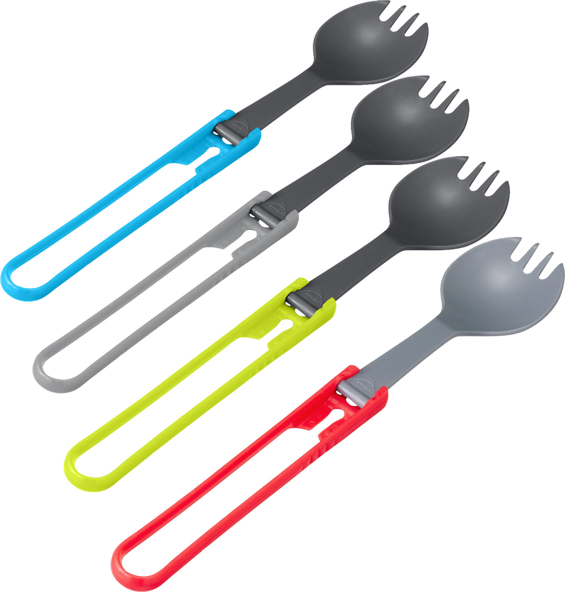 MSR Folding Spoon & Fork Kit, 4pc red, gray