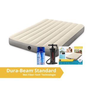 Intex Deluxe - Airbed - Dobbeltseng - Med reparationssæt og håndpumpe - 191x137x25 cm - PVC - Beige