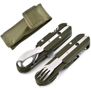 Shoppo Marte Outdoor Camping Tableware Stainless Steel Folding Knife Fork and Spoon Combination Tableware