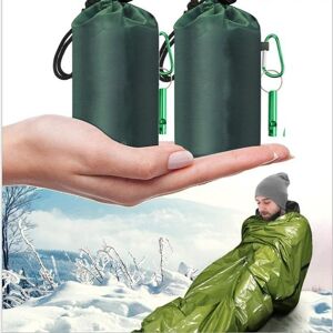 Tbutik 2 stk Bærbar filtsovepose nødsovepose nem overlevelse til campingvandring