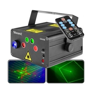 Laser Lyseffekt 'Dahib' med Dobbelt GOBO Laser system Rød+Grøn 150mW + blå LED /