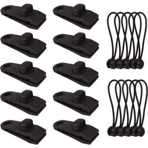 Tarp Clip Telt Tarp Clips Låsegreb, 10 stk Markise Clamp og 10 stk Presenning Bungee Cores Bungee Ball Telt Clip tilbehør