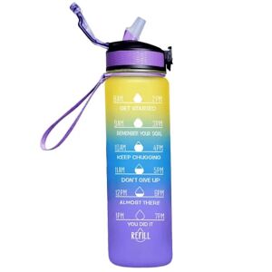 Stil 1 1000 ml Gratis Motiverende Med Time Marker Fitness Kander Gradient Farvekopper Udendørs Frosted Vandflaske Style 1
