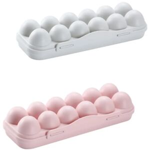 Æggeopbevaringsboks, 2 stk. Æggeboks køleskab, Plastæggeboks, Køleskabs ægholderbakker, 12 ægopbevaringsboks, til æg