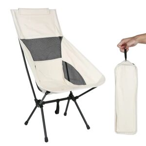 1 stykke bærbar campingstol (off-white), ultralet mesh stol
