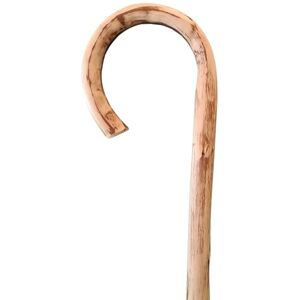 Stock-Fachmann ® Walking Stick Chestnut Natural with Round Hook Handle and Mountain Pole Tip Walking Aid