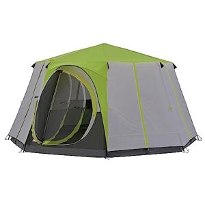 Coleman Octagon camping tent for 8 people, family tent with 360° all-round view, robust steel pole construction, easy to assemble, 100% waterproof WS, green