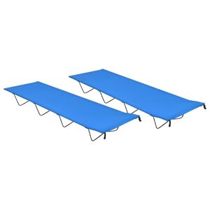 vidaXL Camas de camping 2 uds tela Oxford y acero azul 180x60x19 cm