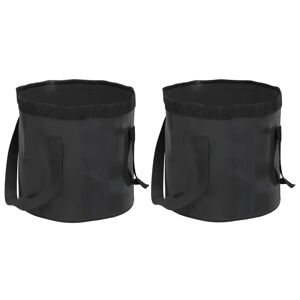 vidaXL Cubos plegables 2 unidades PVC negro 20 L