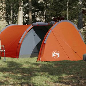 vidaXL Tienda de camping con túnel 4 personas impermeable gris naranja