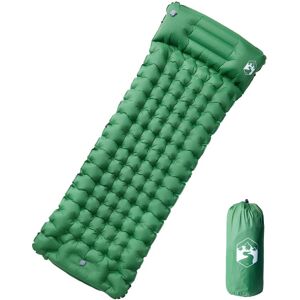 vidaXL Colchón de camping autoinflable con almohada integrada verde