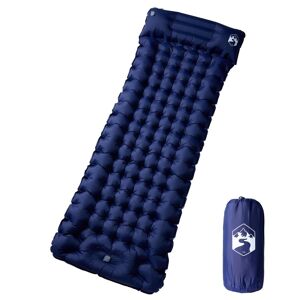 vidaXL Colchón camping autoinflable con almohada integrada azul marino