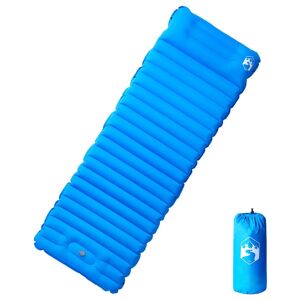 vidaXL Colchón de camping autoinflable con almohada 1 persona azul