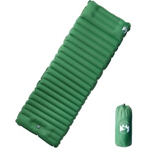 vidaXL Colchón de camping autoinflable con almohada 1 persona verde