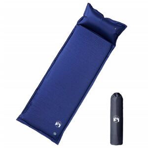 vidaXL Colchón camping autoinflable con almohada integrada azul marino