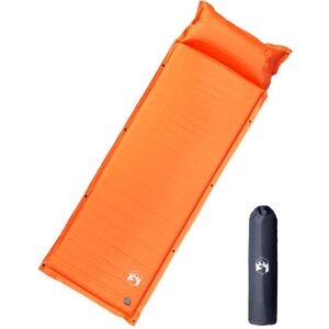 vidaXL Colchón de camping autoinflable con almohada integrada naranja