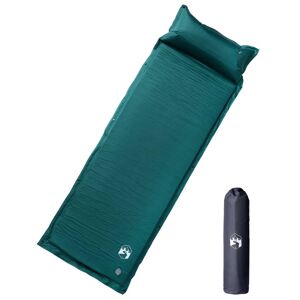 vidaXL Colchón de camping autoinflable con almohada integrada verde