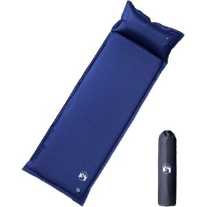 vidaXL Colchón camping autoinflable con almohada integrada azul marino