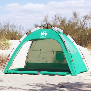 vidaXL Tienda de playa 2 personas impermeable apertura rápida verde