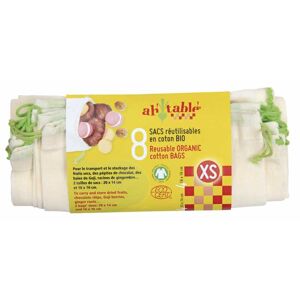 Ah table! Pack de 8 bolsas de algodón ecológico XS