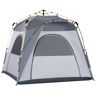 Outsunny Tienda de Camping Emergente Instantánea con 4 Ventanas 2 Bolsillos y Bolsa de Transporte 240x240x199 cm Gris y Blanco