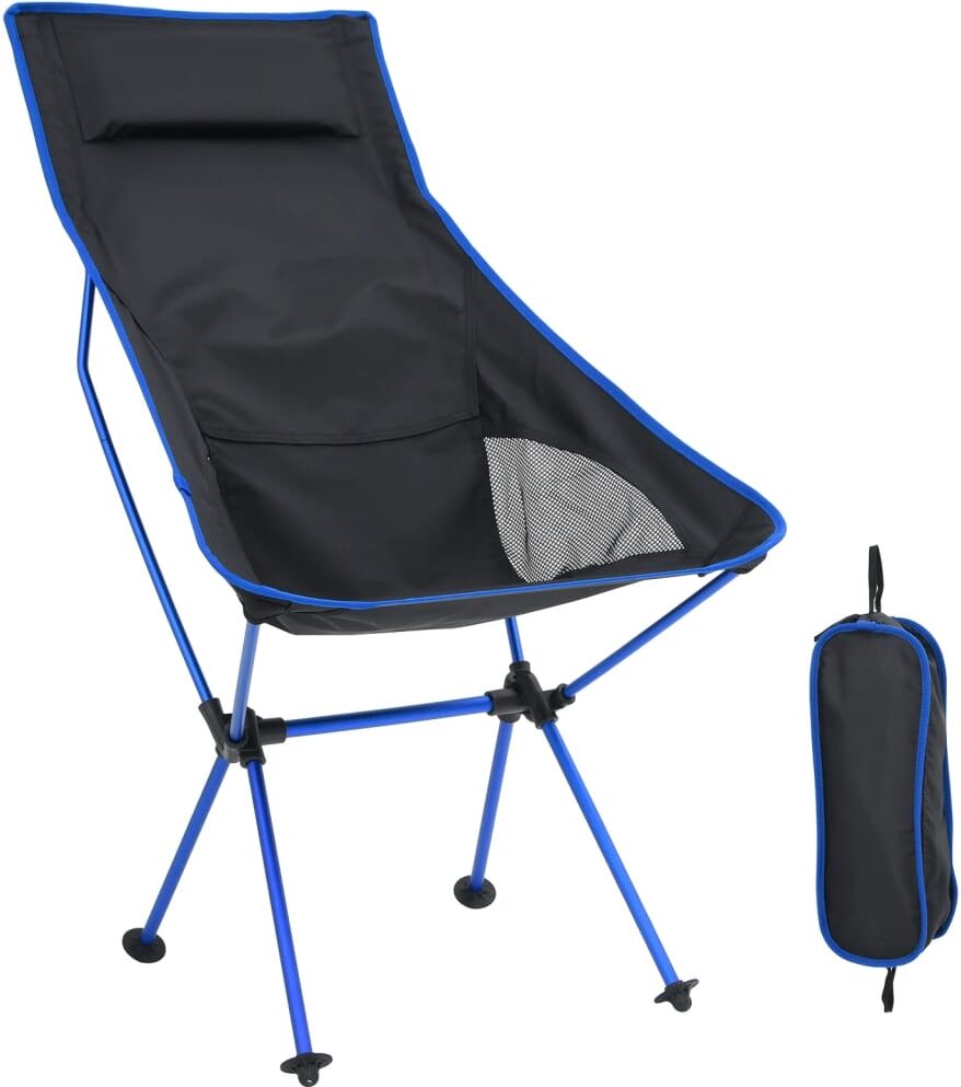 vidaXL Silla de camping plegable PVC y aluminio negro