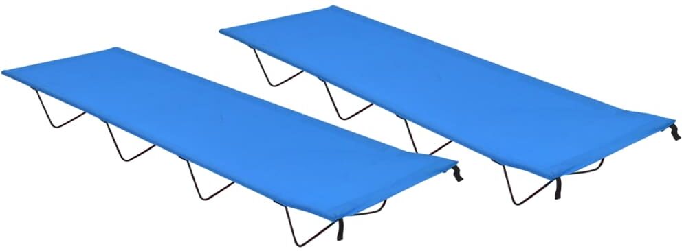 vidaXL Camas de camping 2 uds tela Oxford y acero azul 180x60x19 cm