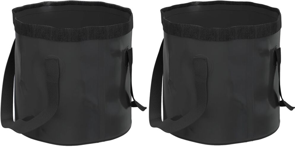 vidaXL Cubos plegables 2 unidades PVC negro 20 L