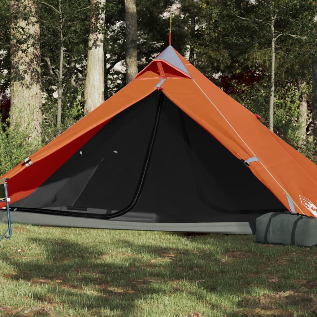 vidaXL Tienda de campaña tipi para 1 persona impermeable gris naranja