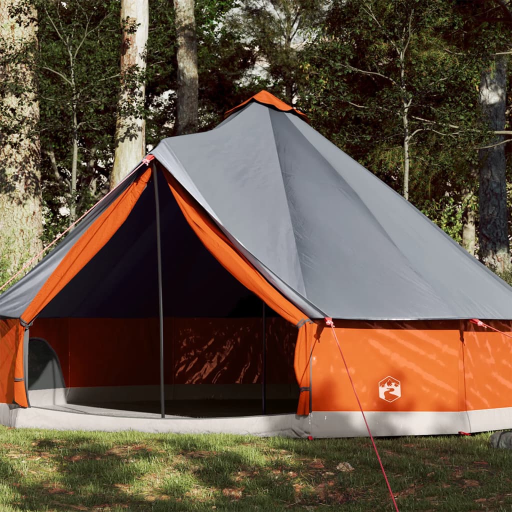 vidaXL Tienda familiar tipi para 8 personas impermeable gris naranja