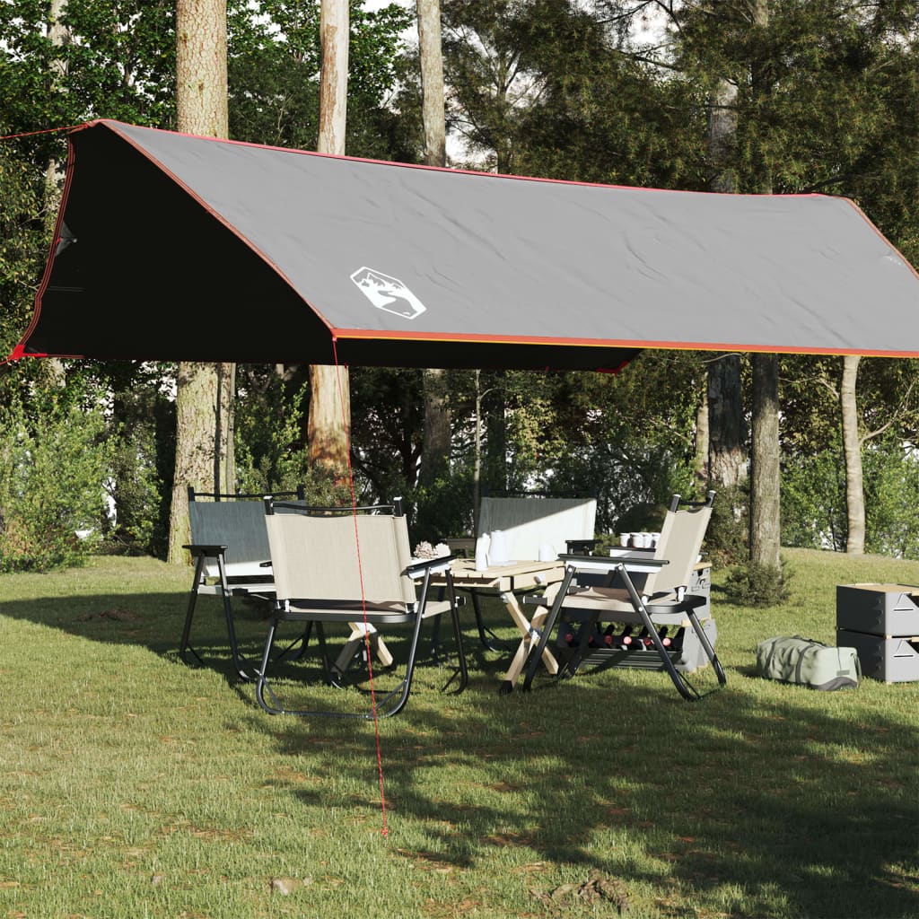 vidaXL Lona de camping impermeable gris y naranja 500x294 cm