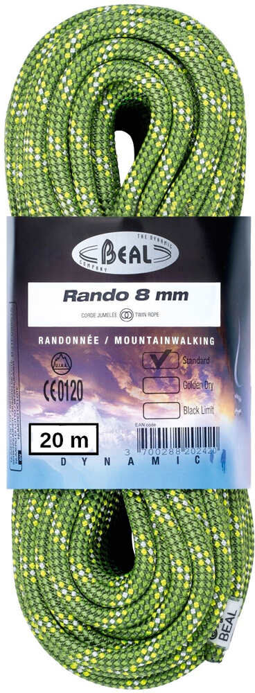 Beal rando 8mm 20m cuerda escalada Verde (UNICA)