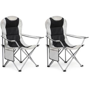 Lot de 2 chaises de camping pliante avec Porte-Gobelet et Poche de Côté , Gris clair - Mondeer - Publicité