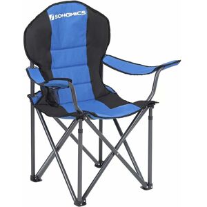 SONGMICS Chaise de Camping Pliante, Chaise Pliante, Assise Confortable avec Rembourrage en Mousse, avec Porte-Bouteilles, Charge maximale GCB06BU Chaise d'extérieur Charge maximale 250 kg Bleu - Publicité