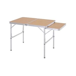 Outsunny Table pliante table de camping table de jardin avec rallonge hauteur réglable aluminium MDF imitation bambou - Publicité