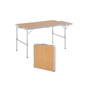 Outsunny Table pliante table de camping table de jardin avec rallonge hauteur réglable aluminium MDF imitation bambou - Publicité