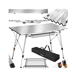 TECTAKE Table de camping pliante Bastian en Aluminium, réglable en hauteur - argent - Publicité