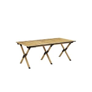 Outsunny Table de camping pique-nique pliable - plateau enroulable - acier alu aspect bois naturel - Publicité