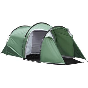 Outsunny Tente de camping tunnel pour 3-4 personnes tente dôme pliable avec 3 portes fenêtres maille imperméabilisé anti-UV vert